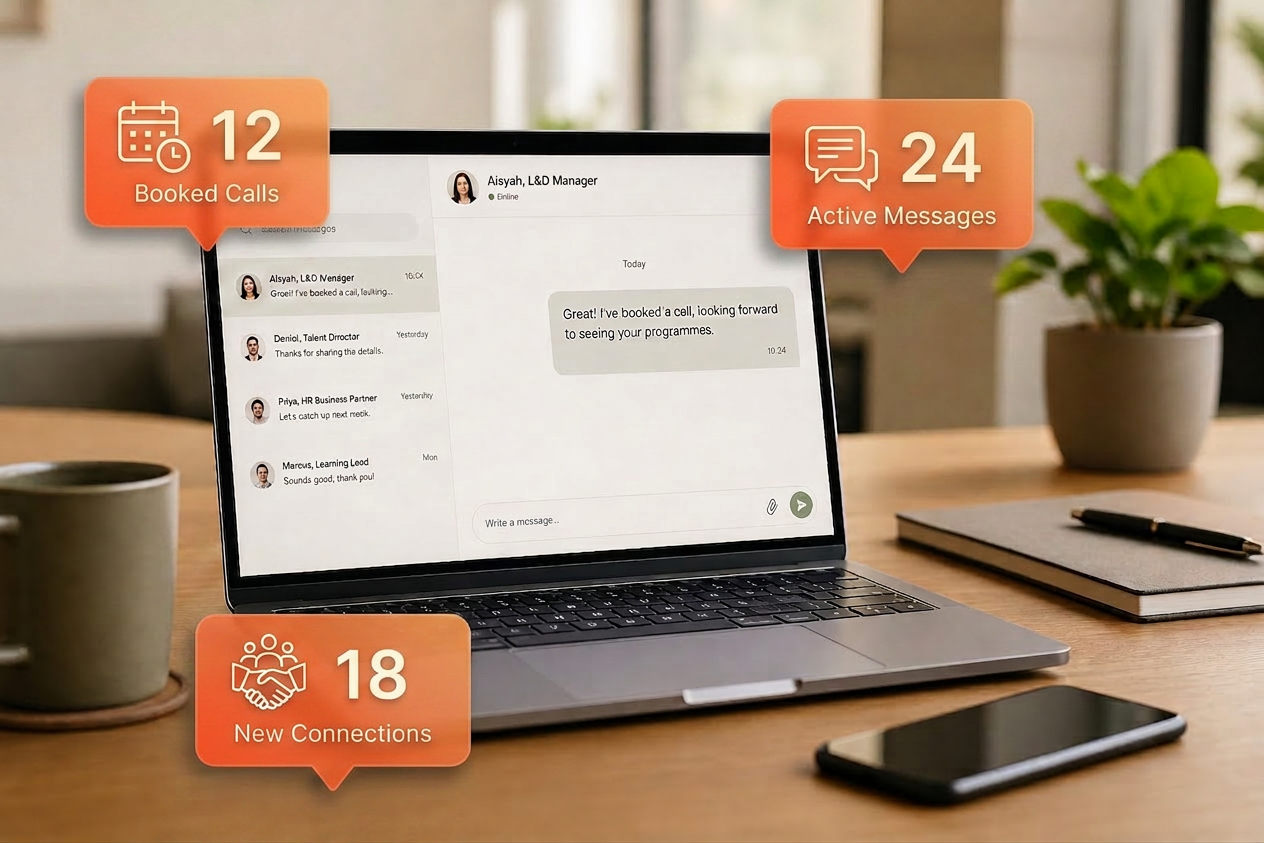 Professional conversation showing a booked discovery call